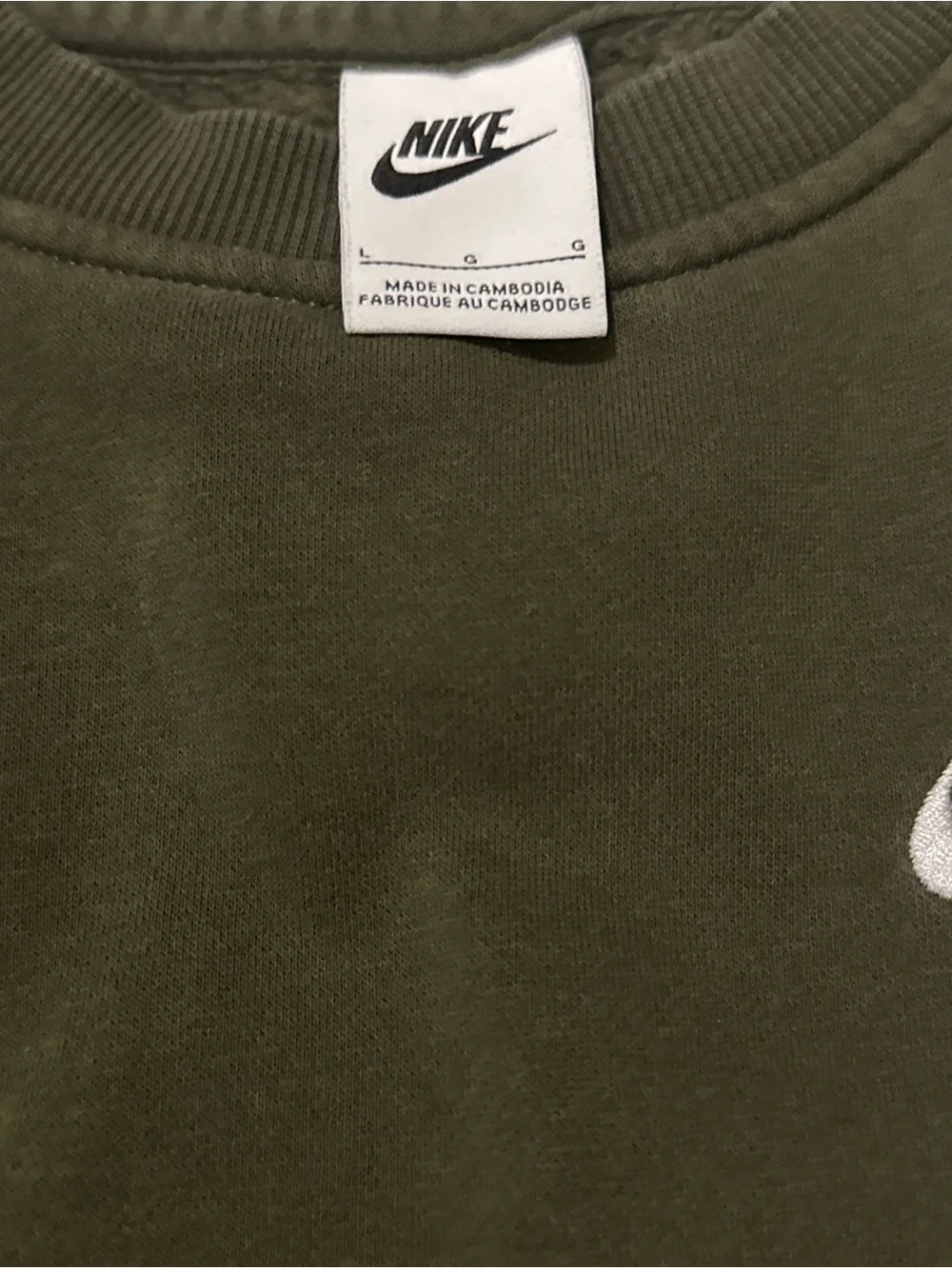 Nike Kids Olive Green Crewneck Logo